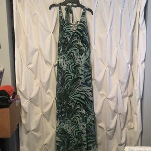 Floor length dress- jungly print, halter